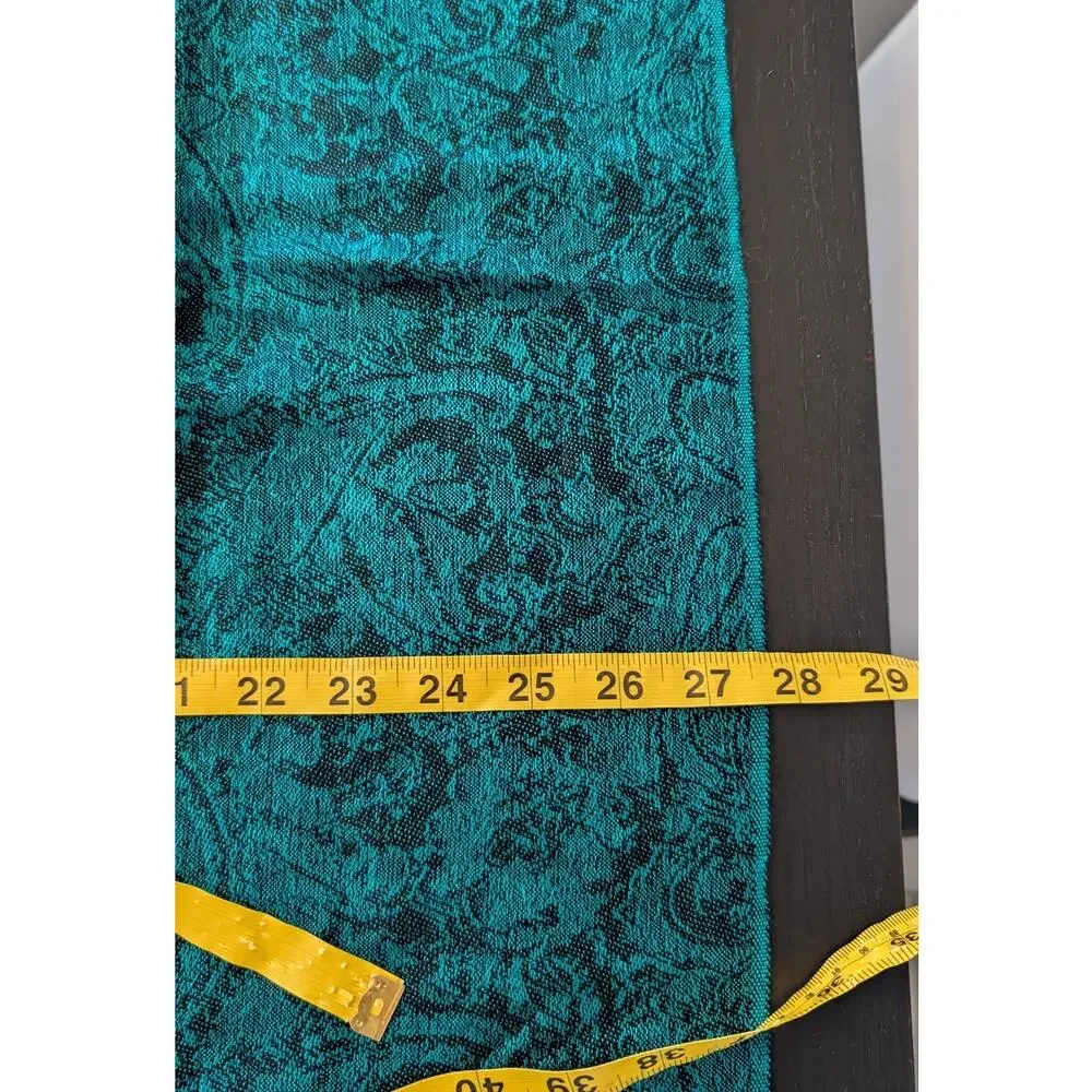 70% Pashmina 30% Silk Green Teal Black Paisley Shawl Wrap Fringe Scarf
